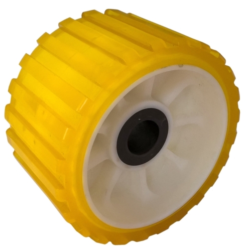 Rolna boční 5'' žlutá PVC, pr. 128 mm, d=22 mm, l=75 mm