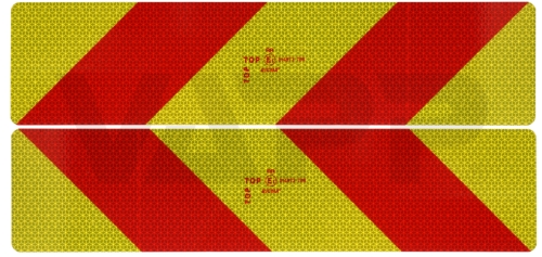 Reflexní tabule na nákl. automobily a tahače 565x132x1mm (pravá+levá)