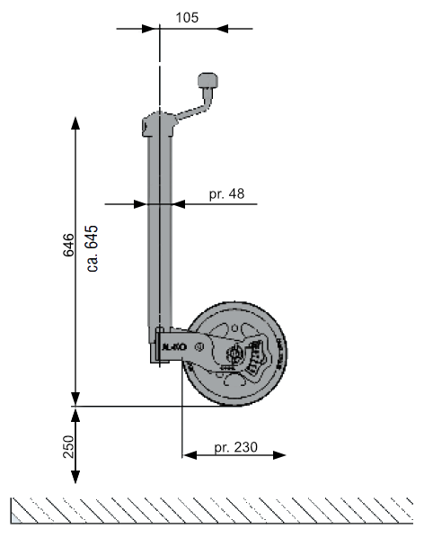 Kolečko opěrné AL-KO Premium 230x80 300/180 kg s ukazatelem zatížení