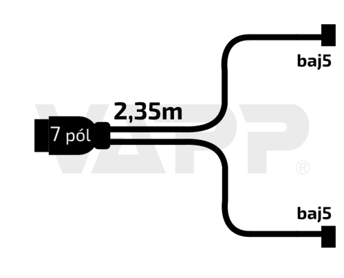 Kabeláž  2,35m/7-pól. zástrčka, bez předních vývodů, baj5 - doprodej