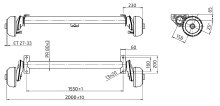 Náprava AL-KO Compact B  850-10 (1000 kg) a=1550 mm, c=2000 mm, 2051, 100x4 (2)