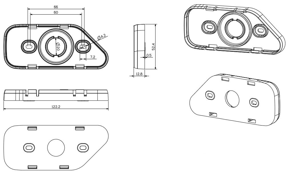 Držák obrysové LED svítilny Agados 26290 surface mount, levý