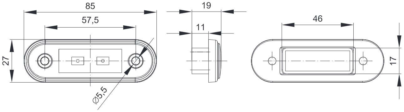 Svítilna přední obrysová LED Fristom FT-015 B LED, 12-24V, QS75