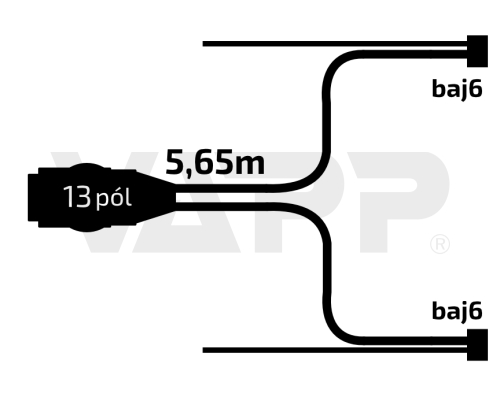Kabeláž 5,65 m/13-pól. zástrčka, s předními vývody QS150, baj6, Jokon