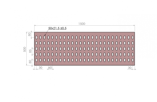 Plech děrovaný 1500 x 500/tl. 3 mm KB (85x60), pozink