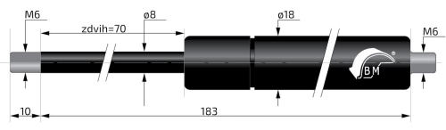 Plynová vzpěra  Berthold Marx  183 mm,  500N, 08/18 M6