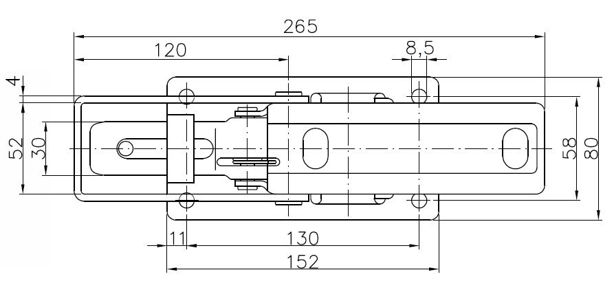 Závěr bočnic - přezka BV 90-1 (bez protikusu, plochý třmen obdélníkový)