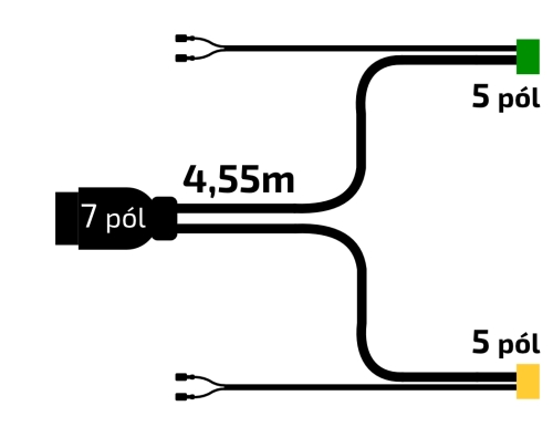 Kabeláž  4,55 m/7-pól - zástrčka, s předními vývody QS75, baj5, VAPP