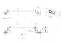 Náprava AL-KO UBR 1200-5 (1300 kg) a=1000 mm, c=1450 mm, 100x4, patky 90 (1)