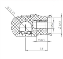 Pouzdro kulového kloubu k plynové vzpěře BM AT, c=18mm, pro závit M6, plast (2)