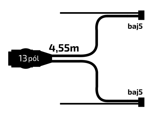 Kabeláž  4,55 m/ 13-pól. zástrčka, s předními vývody  QS150, baj5, VAPP
