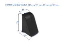 Krytka šroubu plastového madla 137 mm černá (3)