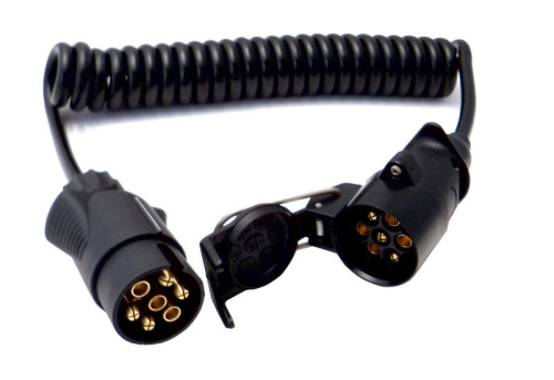 Propojovací kabel o délce 3,2 m spirálový, 1x zástrčka, 1x zásuvka kabelová 7 pól 12V