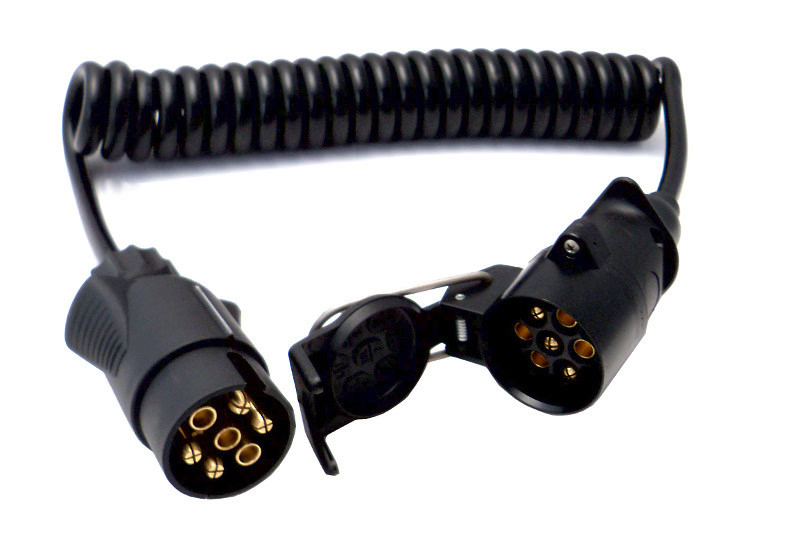 Propojovací kabel o délce 3,2 m spirálový, 1x zástrčka, 1x zásuvka kabelová 7 pó