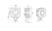 Svítilna pracovní WAS W143/70 LED 3000 lm, 12-24V, kabel 2,5 m (2)