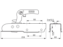 Tažná spojka SPP ZSK-750I, 750 kg, 60x60 mm, H10V12 (3)
