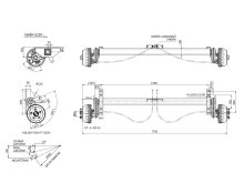 Náprava KNOTT VGB 15 (1500 kg) b=1300 mm, c=1750 mm, 200x50, 112x5, horní držák lan (1)