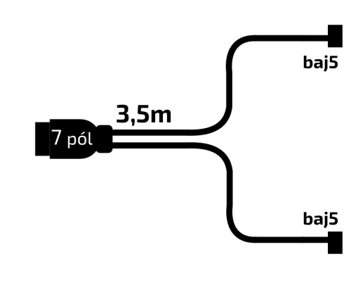 Kabeláž  3,5 m/7-pól. zástrčka, bez předních vývodů, baj5, VAPP (Jokon komp.)