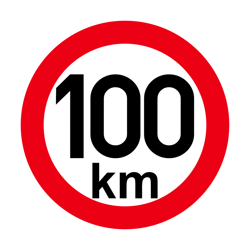 Omezení rychlosti 100 km retroreflexní pr. 150 mm (na přívěsy)
