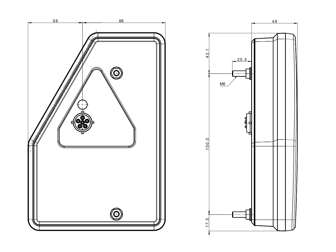 Svítilna fristom FT-277 sdružená LED 12V, P-LB/BR/KO/CO, integrovaný kontrolbox, baj5