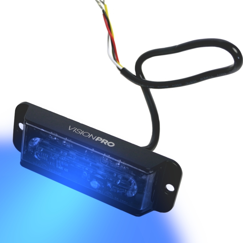 Výstražná záblesková svítilna VISIONPRO, 4x LED, modrá, plochá