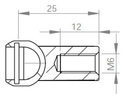 Pouzdro kulového kloubu k plynové vzpěře BM A, c=25mm, pro závit M6, ocel