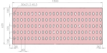 Plech děrovaný 1500 x 620/tl. 3 mm LO (105x60), ocel Plech děrovaný 1500 x 620/tl. 3 mm LO (105x60), ocel