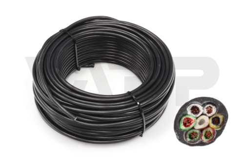 Kabel 6x0,75, černá/ hnědá/ bílá/ červ./ zel./ žlutá, balení 50 m