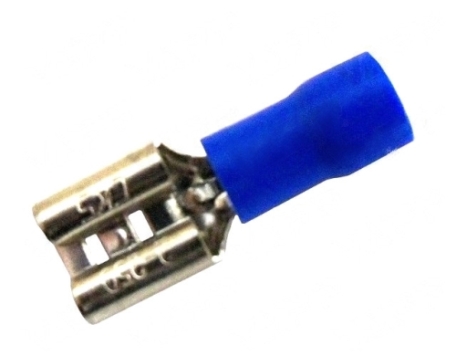 Konektor plochý izolovaný Faston 6,3x1,5-2,5 modrý (zásuvka)