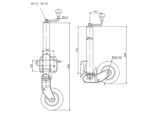 Kolečko opěrné automat DTR 60 200x60 500 kg, zesílený disk 570 mm (2)