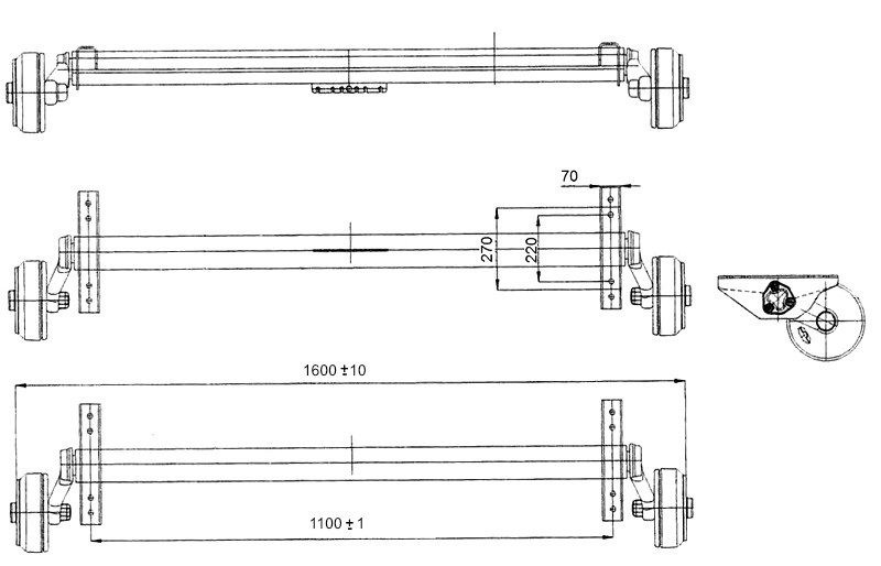 Náprava AL-KO Plus B 1800-9 (1800 kg) a=1100 mm, 112x5, zesílené patky