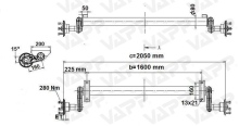 Náprava KNOTT G 13 (1350 kg) b=1600 mm, c=2050 mm, 100x4 (2)