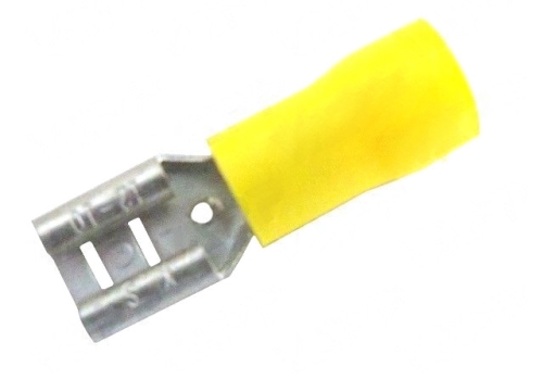 Konektor plochý izolovaný Faston 6,3x2,5-6 žlutý (zásuvka)