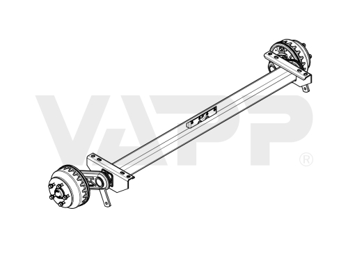 Náprava KNOTT VGB 15 (1500 kg) b=1300 mm, c=1750 mm, 200x50, 112x5, horní držák lan