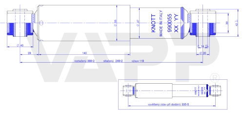Tlumič k nápravě KNOTT typ 990055 (do 1800 kg/1 náprava) montáž za kolo