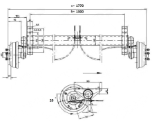Náprava KNOTT GB 18 (1800 kg) b=1300 mm, c=1770 mm, 250x40, 112x5 + ANS (2)