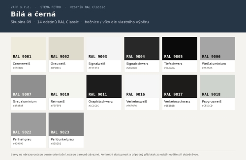 Stema RETRO - příplatek za volitelnou barvu (dvoubarevné provedení = víko + bočnice) (9)