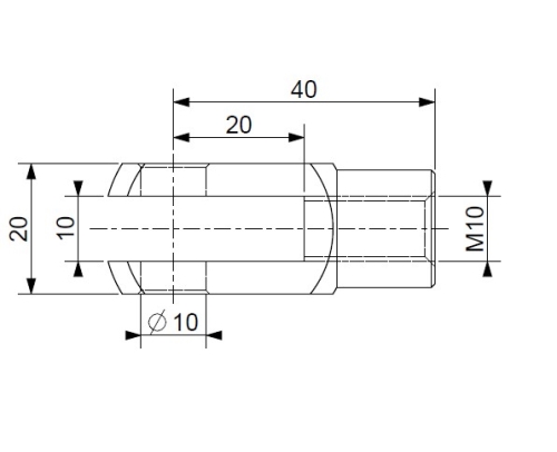 Vidlice k plynové vzpěře 10x40, otvor 10mm, pro závit M10, ocel