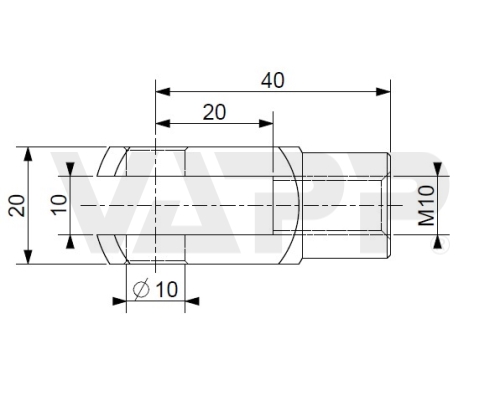 Vidlice k plynové vzpěře 10x40, otvor 10mm, pro závit M10, ocel