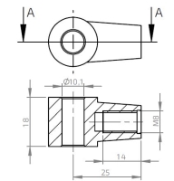 Oko k plynové vzpěře BM, pr. 10,1x18mm, c=25mm, pro závit M8, zamak (2)